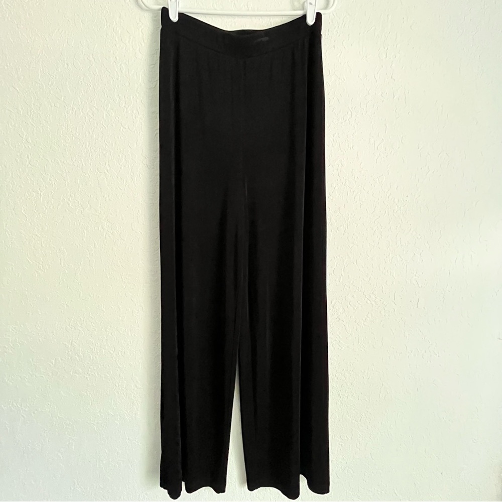 Chico's Travelers Women's Black Long Wide Leg Pull-on Pants Size 1 Reg Medium